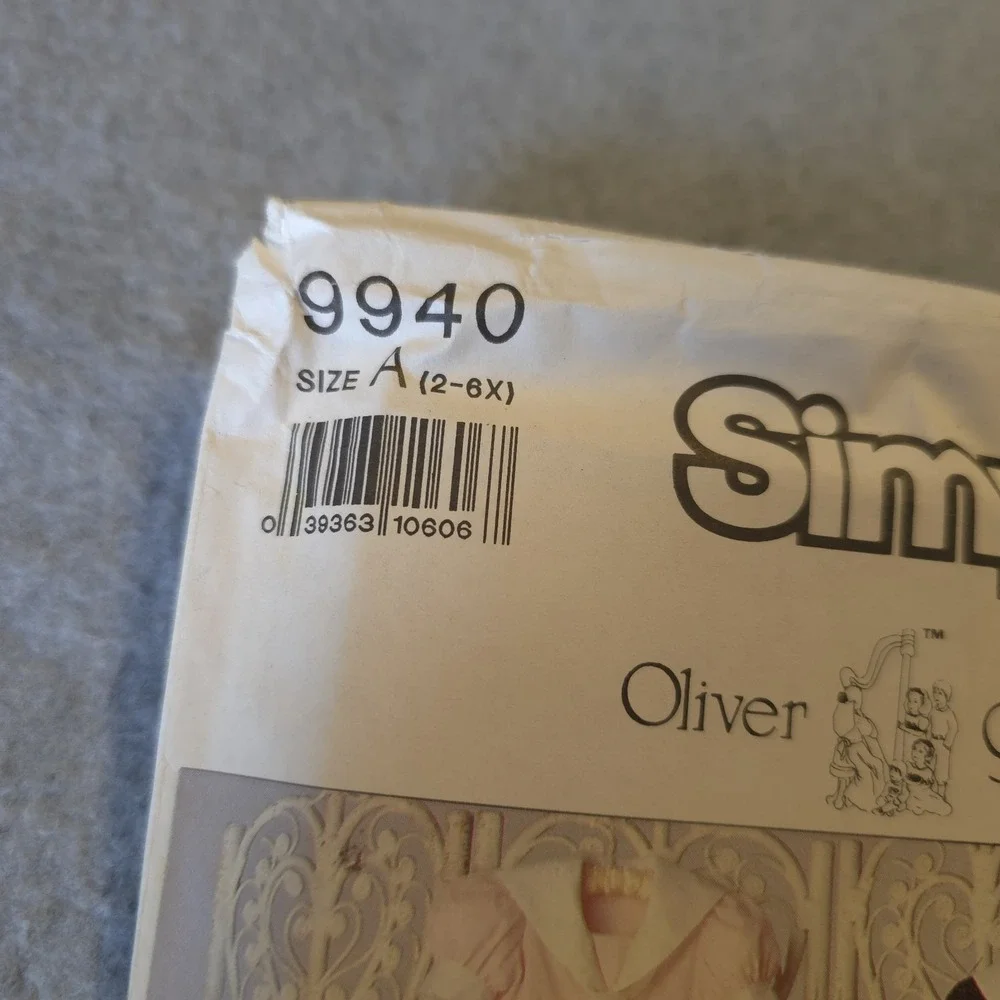 Simplicity Pattern 9940 Sz‎ A 2 - 6X Oliver Goodin Classic Heirloom-Uncut Sailor